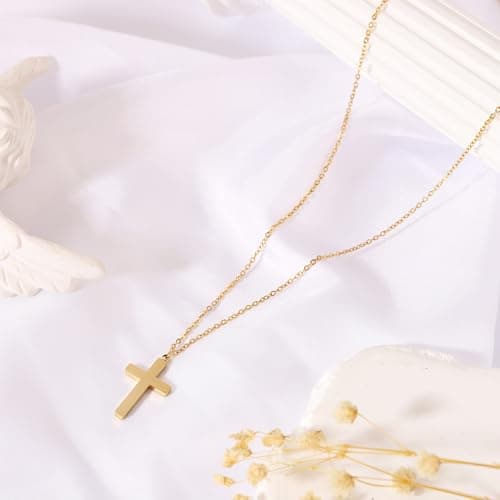 JNZSSWHJJH Easter Basket Stuffers - Cross Necklace for Women 18K Gold Plated Cross Necklace Dainty Gold Necklace for Women Teens Girls Gold Jewelry Easter Religious Christian Gifts view 6