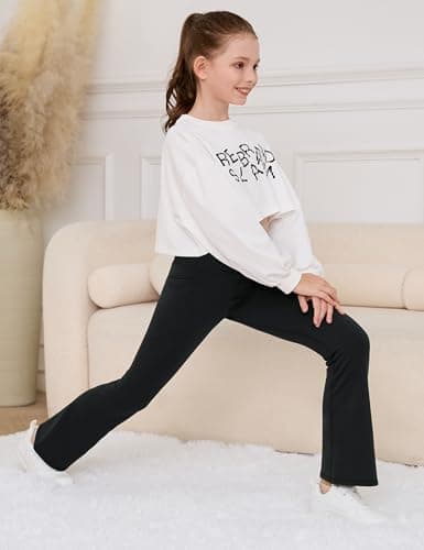 Desol Girls Fleece Lined Flare Leggings with Pockets Warm Bell Bottom Pants view 3