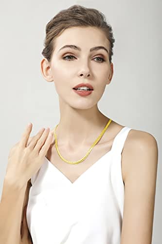 ZNBOH 5MM Plated Gold Chain Necklace for Women Men Full Sideways Chain Necklace Jewelry Sets Wedding Gift view 4