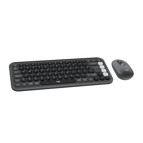 Logitech POP ICON Combo, Bluetooth Keyboard and Mouse Combo, Comfortable Typing, programmable Keys and Buttons, Quiet clicks, Easy-Switch up to 3 Devices - Graphite and Off-White