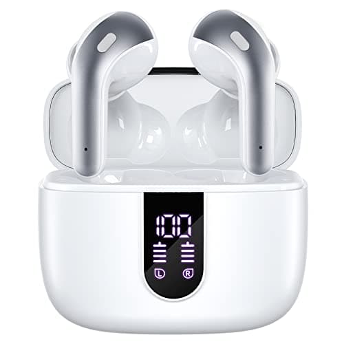 TAGRY Bluetooth Headphones True Wireless Earbuds 60H Playback LED Power Display Earphones with Wireless Charging Case IPX5 Waterproof in-Ear Ear buds with Mic for TV Smart Phone Laptop Computer Sports — image 1