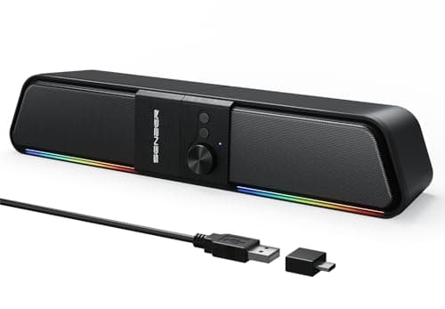 SENZER CS20 2 in 1 Bluetooth Computer Speakers for Desktop, USB Plug & Play Clear Sound PC Speakers with RGB Light, Monitor Sound Bar with Volume Knob, Gaming Speaker for PC Laptop Phone Tablet — image 1