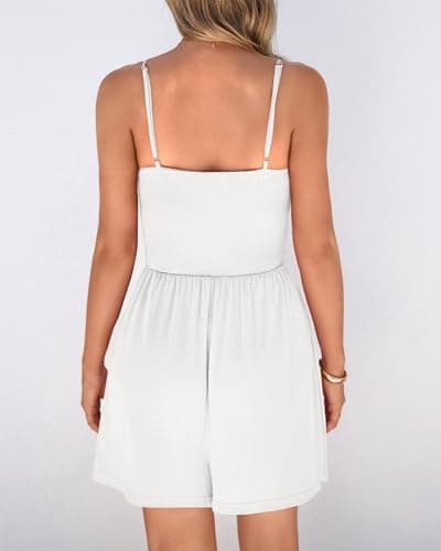 BTFBM Summer Rompers For Women 2026 Casual One Piece Spaghetti Strap Sleeveless Shorts Jumpsuit Beach Vacation Outfits view 3