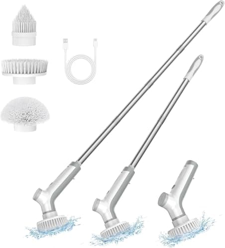Electric Spin Scrubber, VEWIOR Cordless Shower Scrubber with 3 Adjustable Angle, Cleaning Brush with 2 Speeds 3 Replaceable Brush Heads for Bathroom Kitchen Tub — image 1