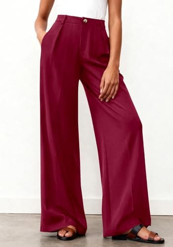 BTFBM Wide Leg Pants Woman 2026 High Waisted Button Business Casual Dressy Trousers Office Work Palazzo Pants Pockets view 5