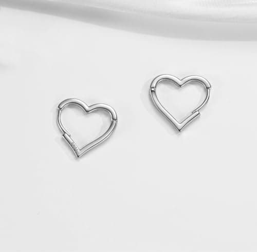 XIUQILAI 925 Sterling Silver Heart Earrings for Women, Dainty Huggie Hoop Fashion Hypoallergenic Small Chunky Stud Earrings Lightweight Love Heart Dangle Jewelry view 6