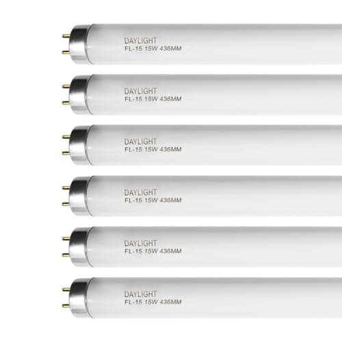 F15T8/DL 18 Inches T8 15 Watt Fluorescent Tube Compatible for Sylvania GE Eiko F15/T8/D Daylight 6500K G13 Bi-Pin Base 6 Count — image 1