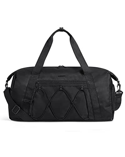 BAGSMART Gym Bag With Shoe Compartment & Wet Pocket, Lightweight Sports Travel Duffel Bag, Carry On Bag Weekender Overnight Bag, Water Resistant Sports Gym Tote Bags Swimming Yoga, Black