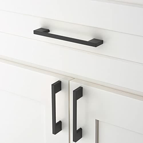 Amerdeco 10 Pack Matte Black Cabinet Pulls 5 Inch(128MM) Hole Centers Kitchen Cabinet Handles Cabinet Hardware Kitchen Handles for Cabinets Cupboard Handles Drawer Pulls ZH0060 view 6