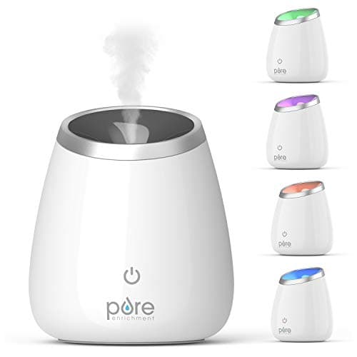 Pure Enrichment PureSpa Deluxe Ultrasonic Aromatherapy Oil Diffuser - 120ml Water Tank, Mood-Boosting Ionizer and Optional Color-Changing Light - Lasts Up to 10 Hours with Auto Safety Shut-Off