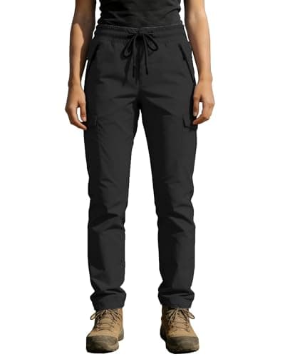 Hiking Pants Women UPF 50+ Cargo Quick Dry Water Resistant Elastic Waist 4 Pockets Lightweight Travel Work Casual Running view 2