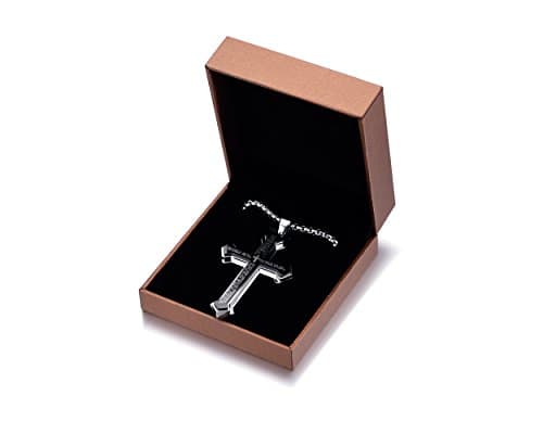 Rehoboth Men's Stainless Steel Nail Lord's Prayer Cross Pendant Necklace for Men Women Big Pendant and Strong Chain 24" view 6
