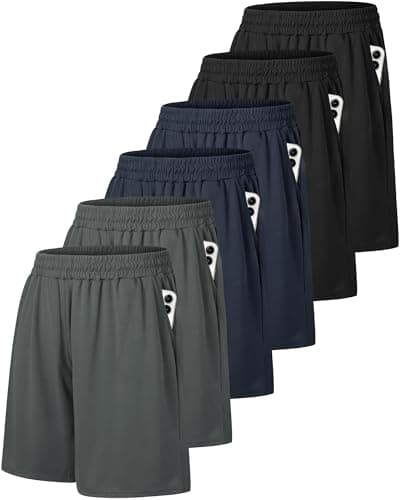 Barjneel 6 Pack Men's Athletic Shorts - Workout Gym Basketball Quick Dry Black Mens Shorts with Pockets for Casual Running — image 1