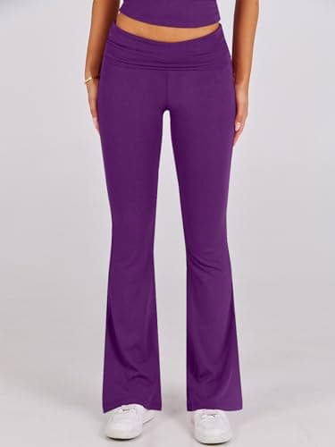 ANRABESS Lounge Sets for Women 2 Piece Foldover Yoga Flare Leggings Pants Crop Tops Casual Y2K Outfits Matching Tracksuit Set view 6