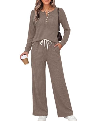 OFEEFAN Two Piece Lounge Sets for Women Fall Winter Sweater Pajamas Set view 2