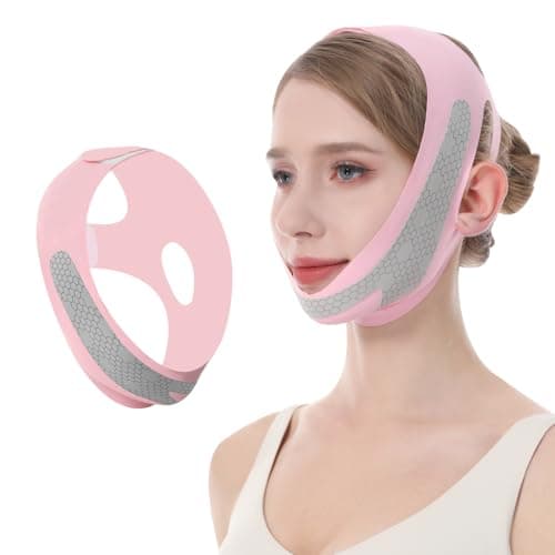 CGYISOL Graphene V Line Lifting Mask, Face Lifting Belt for Sleeping, Adjustable Lifting Straps, Double Chin Reducer, Jawline Physical Shaping Tool & Breathable Face Slimming Mask, Pink — image 1