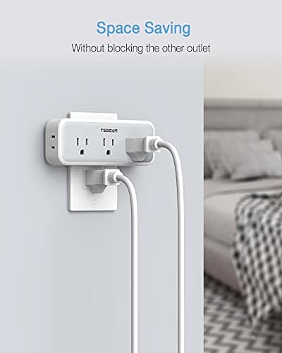 Multi Plug Outlet Extender, TESSAN Surge Protector Wall Plug Splitter with 5 Electrical Outlet Expander, Multiple Plug Adapter for Travel Home Office view 3
