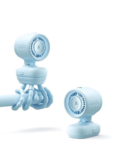 JISULIFE 2026 Stroller Fan – Small & Stylish with 38H Cooling, Soft Night Light, One‑Click Detachable for Stroller or Desk, Safe Baby Fan for Crib Car Seat Nursery Travel, Gifts for Baby Mom (Blue) — image 1