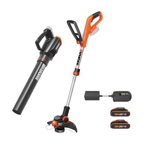 WORX 20V 12‘’ Cordless String Trimmer & 360 CFM Leaf Blower Combo, 2 Batteries & Charger Included, WG929 view 1