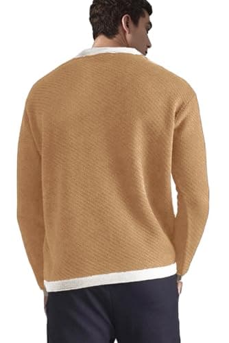 BAYAMO Mens Polo Sweater V Neck Long Sleeve Pullover Sweater Casual Knit Textured Sweater view 2