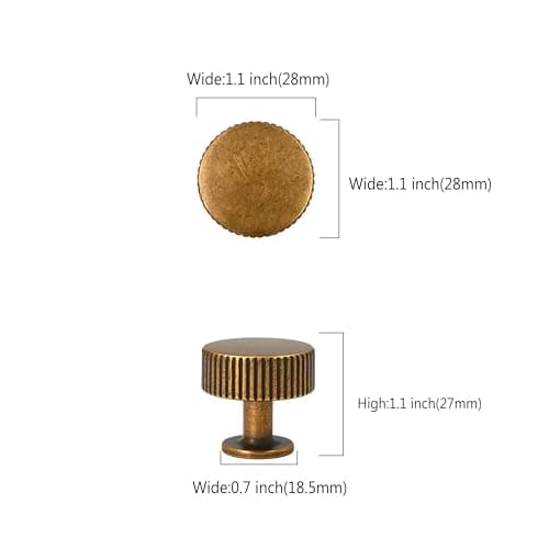 Asidrama 10 Pack Antique Brass Kitchen Cabinet Knobs Cabinet Hardware Zinc Knobs for Dresser Drawers view 3