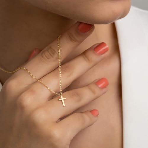 JNZSSWHJJH Easter Basket Stuffers - Cross Necklace for Women 18K Gold Plated Cross Necklace Dainty Gold Necklace for Women Teens Girls Gold Jewelry Easter Religious Christian Gifts view 4