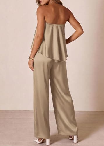 KIRUNDO Jumpsuits For Women Dressy 2026 Summer Satin Strapless Romper Flowy Tube Top Spring One Piece Vacation Outfits view 4