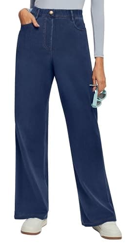 IUGA Stretchy Wide Leg Jeans for Women High Waist Sweatpants Pull On Jeans | 4 Pockets, Soft Stretchy Denim, No Zipper, Petite/Regular, Baggy, Casual, Elastic Waist, Straight Leg — image 1