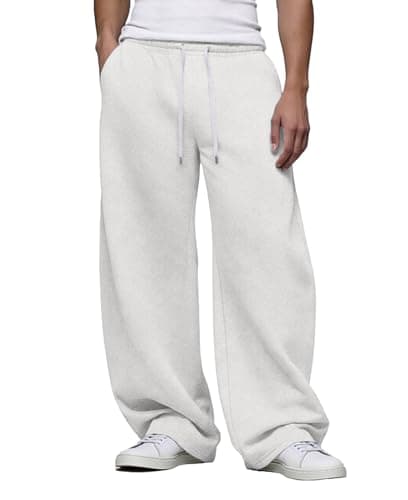 Susclude Mens Baggy Sweatpants, Wide Leg Elastic Waist Drawstring Open Bottom Cotton Lounge Loose Joggers with Deep Pockets — image 1