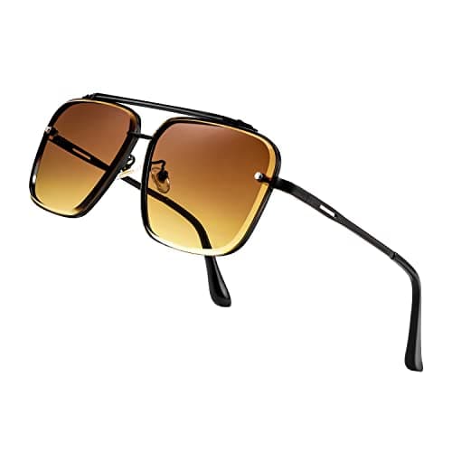 FEISEDY Sunglasses, Fashion Square Pilot Sunglasses, Vintage Metal Gradient Glasses for Men and Women, B4104 view 2