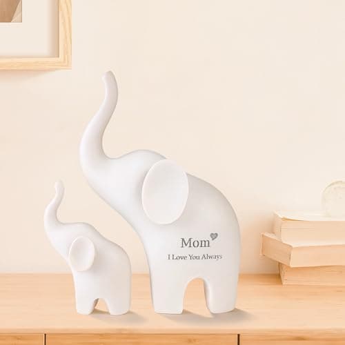 Eluviora Gifts for Mom: 5.5” Elephant Mama and Baby Figurine - Mom Birthday Gifts from Daughter or Son - Elephant Gifts for Mother’s Day and Christmas Keepsake Decor view 2