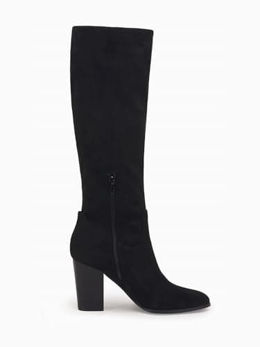 Coutgo Womens Faux Suede Knee High Boots Side Zipper Chunky Heel Winter Boots view 4