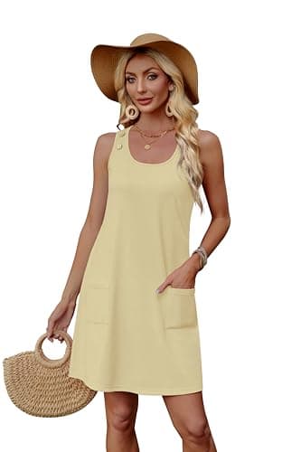 WEESO Summer Dresses for Women Tank Casual Sleeveless Casual Mini Fashion Beach Vacation Dresses with Pockets view 3