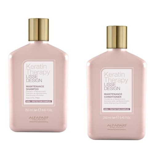 Alfaparf Milano Lisse Design Keratin Shampoo and Conditioner Set - Sulfate Free - Anti-Frizz - Maintains & Enhances Professional Keratin Therapy Treatment - Keeps Hair Smooth & Straight