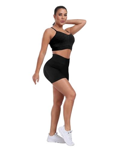 CHRLEISURE Women's 4 Packs Workout Gym Shorts, High Waisted Butt Lifting Scrunch Butt Seamless Booty Shorts view 4