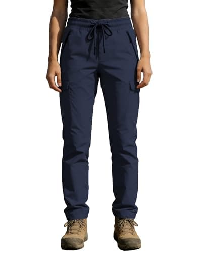 Hiking Pants Women UPF 50+ Cargo Quick Dry Water Resistant Elastic Waist 4 Pockets Lightweight Travel Work Casual Running view 2