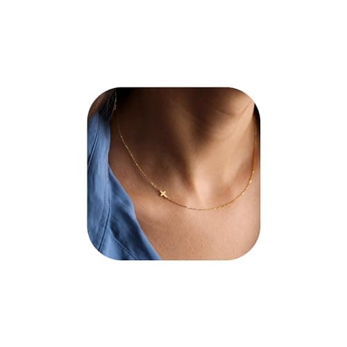 JNZSSWHJJH Easter Basket Stuffers - Cross Necklace for Women 18K Gold Plated Cross Necklace Dainty Gold Necklace for Women Teens Girls Gold Jewelry Easter Religious Christian Gifts — image 1