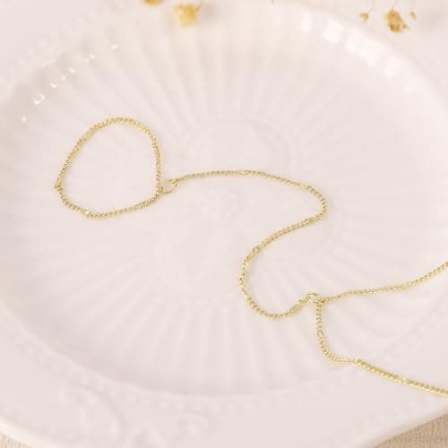 BAYLAY Hand Chain Bracelet, 14K Gold Plated Ring Bracelet Hand Chain Dainty Gold Bracelet for Women Trendy Finger Ring Slave Bracelets Hand Jewelry for Women Summer Beach Boho Gifts Trendy Stuff view 5