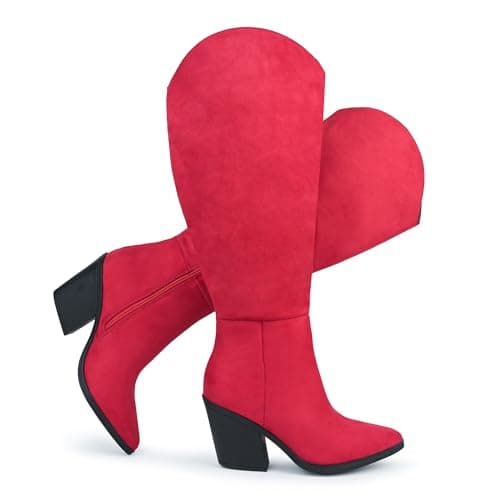 Hawkwell Suede Knee-High Boots Fall Boot For Women Chunky Block High Heel Classic Slouch Fashion Point Toe Side Zipper Tall Boot view 5