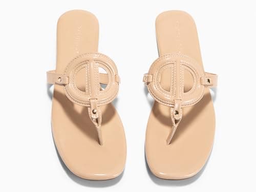 Coutgo Womens Flat Thong Sandals Square Open Toe Flip Flops Slip On Slides Dressy Summer Beach Shoes view 5