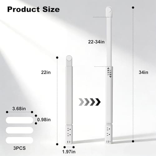 Electrical Outlet Extender Stick with Telescopic 22"-34" Extension & 180° Swivel, 2 AC Outlets & 3 USB Ports (1 USB-C/2 USB-A), for Hard-to-Reach Outlets Behind Furniture Bed Desk Sofa Nightstands view 6