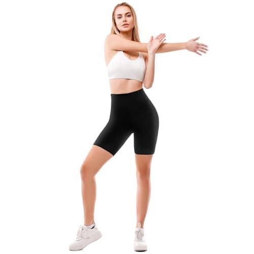 Leafigure 2 Pack Biker Shorts for Women 6" High Waisted Gym Shorts for Yoga Workout view 2