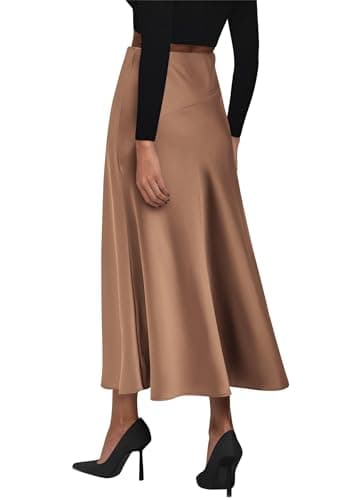 KIRUNDO Women Spring Summer Satin Maxi Skirt 2026 Trendy High Waisted Wedding Cocktail Party Work Silk A-Line Formal Skirts view 2