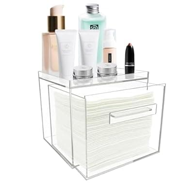 ShinyDew Disposable Facial Towel Holder, Acrylic Container Compatible with Clean Skin Club Towel XL, Clear Storage Box for Bathroom and Vanity Countertop