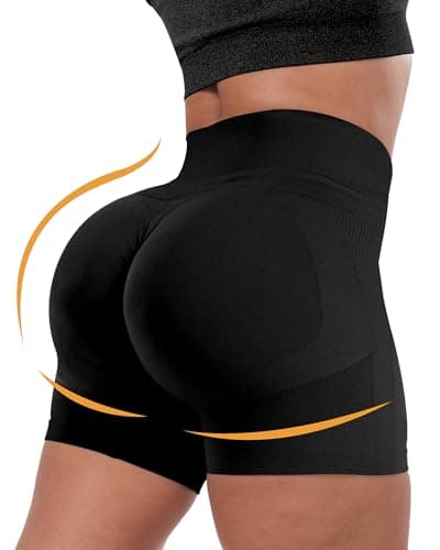 CHRLEISURE Women's 4 Packs Workout Gym Shorts, High Waisted Butt Lifting Scrunch Butt Seamless Booty Shorts view 3