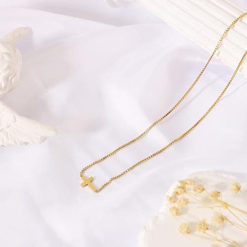 JNZSSWHJJH Easter Basket Stuffers - Cross Necklace for Women 18K Gold Plated Cross Necklace Dainty Gold Necklace for Women Teens Girls Gold Jewelry Easter Religious Christian Gifts view 6