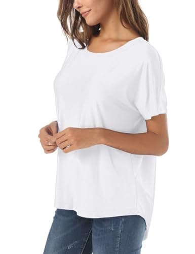 Herou Casual Summer Short Sleeve High Low Loose T Shirt Basic Tees Tops for Women view 2
