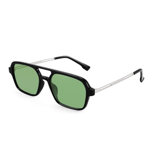 FEISEDY Vintage Square 70s Flat Aviator Sunglasses Women Men Metal Design Shades B2752 — image 1