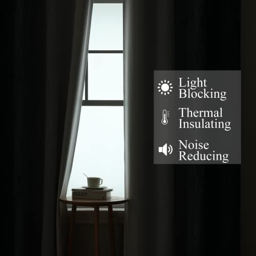 Estelar Textiler Navy Blue and Greyish White Blackout Curtains for Bedroom 84 Inches Long, Full Room Darkening Grommet Curtains for Living Room,Thermal Insulated Ombre Drapes,52Wx84L,2 Panels view 4