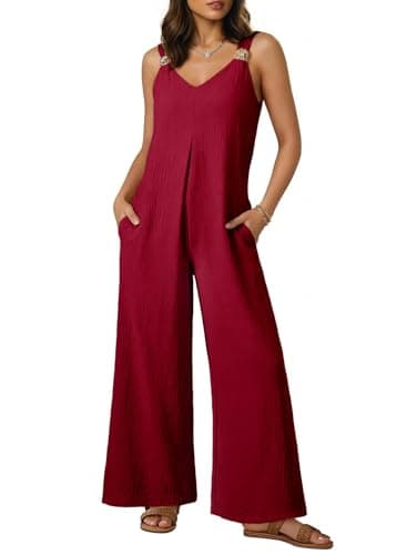 Acelitt Womens Sleeveless Wide Leg Jumpsuits with Pockets,S-XXL — image 1